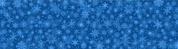 Blå Enfärgad Jul Banner Med Snöflingor Vektorillustration — Stock vektor