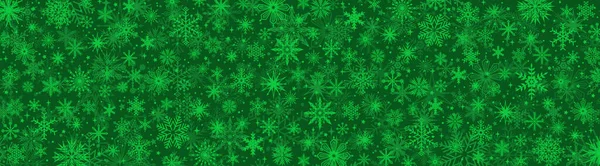 Green Monochrome Christmas Banner Snowflakes Vector Illustration — Stock Vector