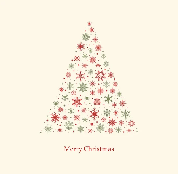 Weihnachtsbaum Aus Schneeflocken Weihnachtsgrußkarte Vorhanden Vektorillustration — Stockvektor