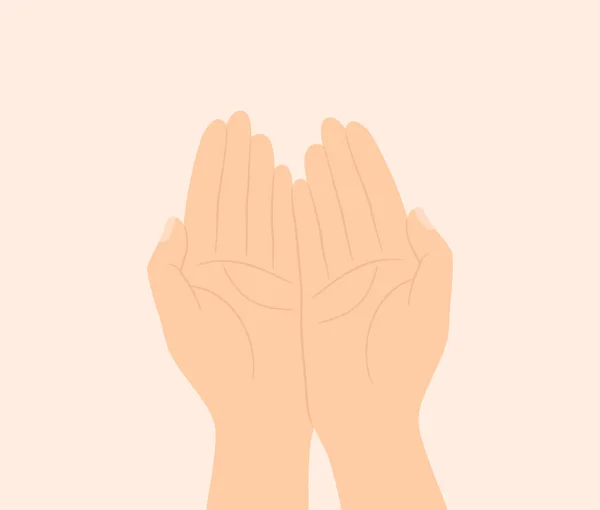 Deux Mains Avec Les Paumes Air Vue Dessus Illustration Vectorielle — Image vectorielle