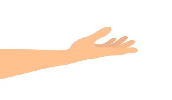 Hand Met Palm Omhoog Geïsoleerd Witte Achtergrond Zijaanzicht Platte Vectorillustratie — Stockvector