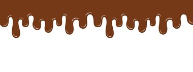 Beyaz arka planda izole edilmiş erimiş kahverengi çikolata. Düz vektör illüstrasyonu