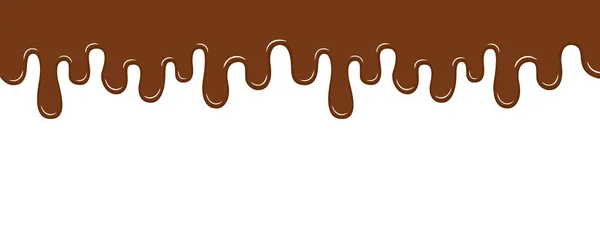 Flowing Melted Brown Chocolate Isolated White Background Flat Vector Illustration — Stock Vector