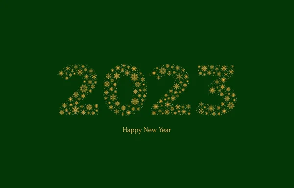 Ano Novo Cartão Saudação Número 2023 Feito Flocos Neve Dourados —  Vetores de Stock