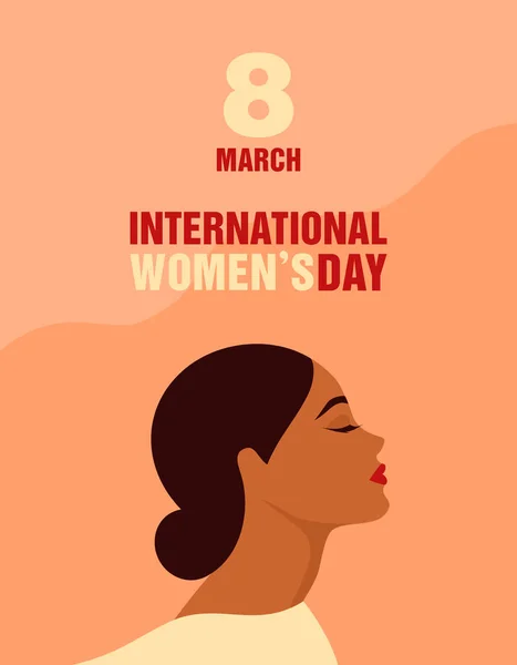 International Women Day Poster Profile Portrait Beautiful Woman Closed Eyes — Stockvektor