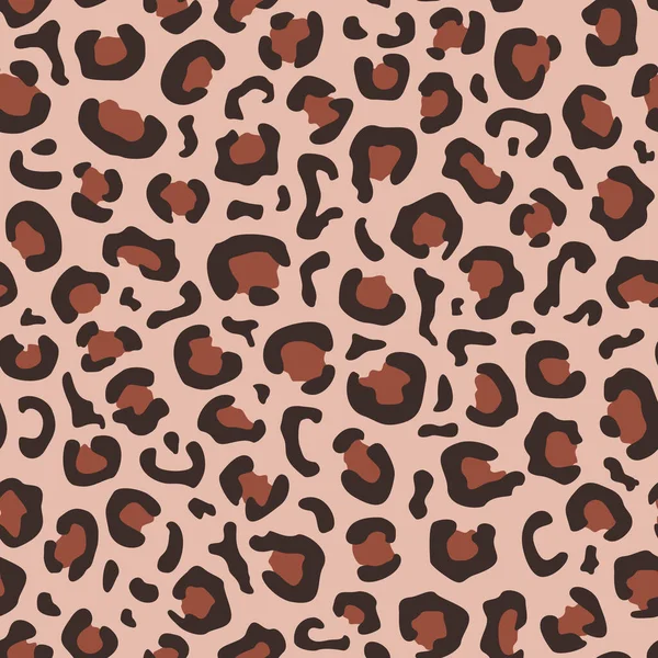 Seamless Leopard Pattern Brown Beige Colors Flat Vector Illustration — Stock Vector
