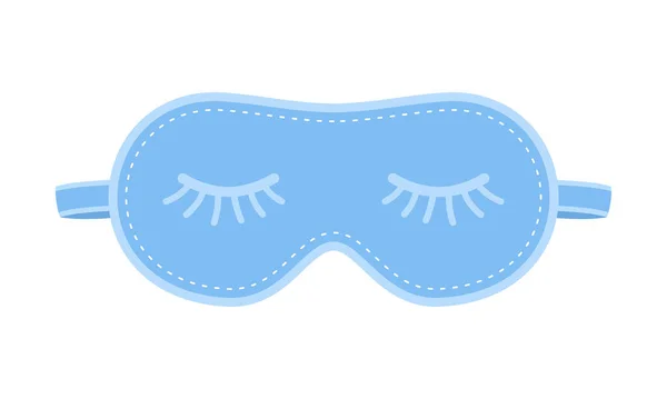 Blaue Schlafmaske Mit Geschlossenen Augen Auf Weißem Hintergrund Flache Vektorabbildung — Stockvektor