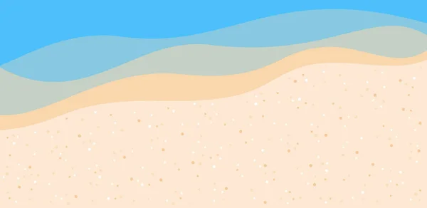 Sandstrand Und Meereswellen Hintergrund Draufsicht Flache Vektorabbildung — Stockvektor