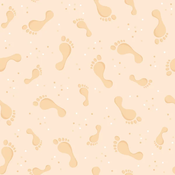 Nahtloses Muster Von Fußabdrücken Auf Dem Sand Strand Vektorillustration Flachen — Stockvektor