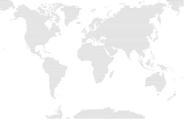 Grijs Gestreepte Wereldkaart Een Witte Achtergrond Vectorillustratie — Stockvector