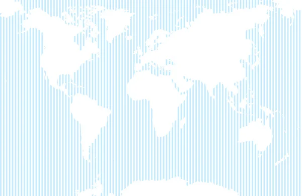 Blauwe Witte Wereldkaart Met Verticale Strepen Vectorillustratie — Stockvector