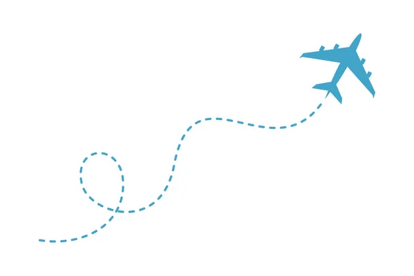 Летающий Самолет Полоса Маршрута Полета Изолированы Белом Фоне Плоская Векторная — стоковый вектор