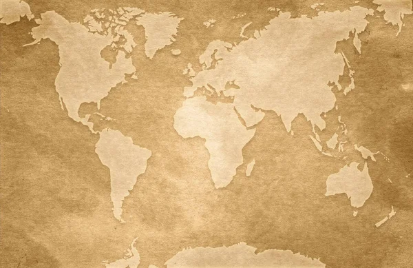 Old Worn Yellowed World Map — Stock Photo, Image