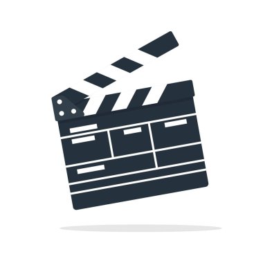 Beyaz arkaplanda siyah alkış tahtası izole edildi, düz vektör çizimi