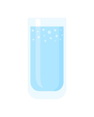 Beyaz arkaplanda izole edilmiş su bardağı, düz vektör çizimi