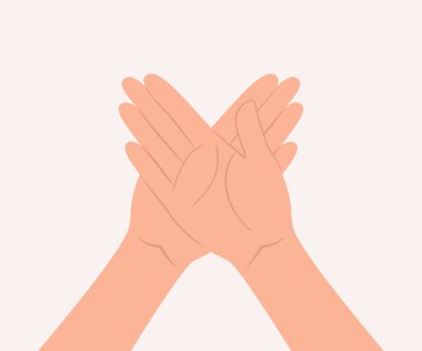 Avuçlar havada çapraz eller, üst manzara. Düz vektör illüstrasyonu