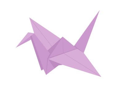 Kağıt origami vinç beyaz arkaplanda izole edilmiş, düz vektör çizimi