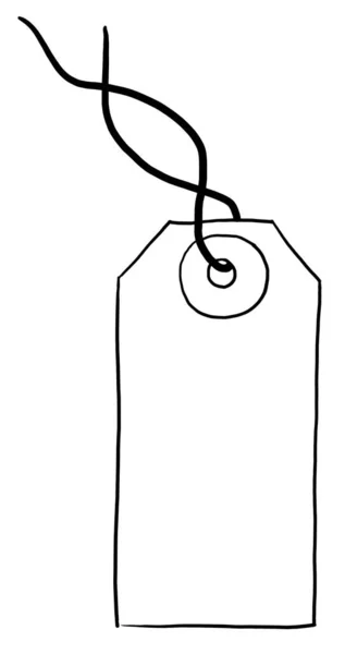 Бумажный Подарочный Ярлык Шнуром Изолированные Черные Контуры Иллюстрации Зимние Открытки — стоковое фото