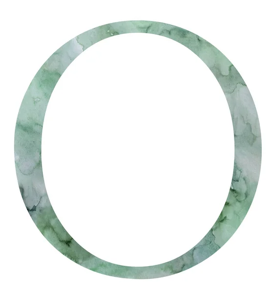 Teal Yeşil Harfi Suluboya Sıçramaları Izole Çizimler Boyası Alfabe Elementi — Stok fotoğraf
