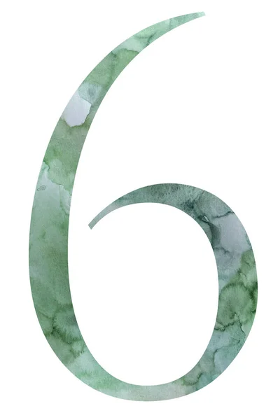 Чай Зелений Номер Акварельними Фартухами Ізольовані Ілюстрації Пофарбований Руки Номер — стокове фото