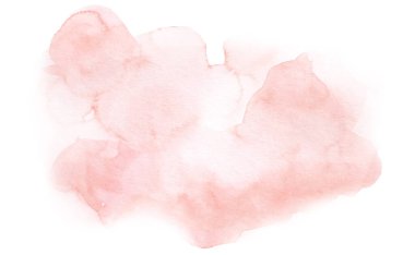 Suluboya açık pembe pastel nokta çizimi izole edildi. Romantik düğün ve parti tasarımı için el boyaması şeftali rengi soyut unsuru, tatil işçiliği ve basımı