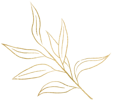 El çizimi küçük bahçe yaprakları, altın ana hatlar izole edilmiş illüstrasyon, düğün kırtasiyesi unsuru