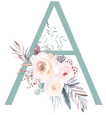 Pastel A harfi, suluboya gül çiçekleri ve ince yapraklı, izole bir illüstrasyon. Açık pembe, lavanta rengi alfabe elementi bebek partisi ya da romantik düğün kırtasiyesi için.