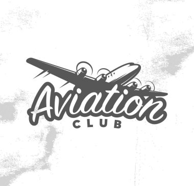 Havacılık Kulübü, retro etiket, logo, rozet.