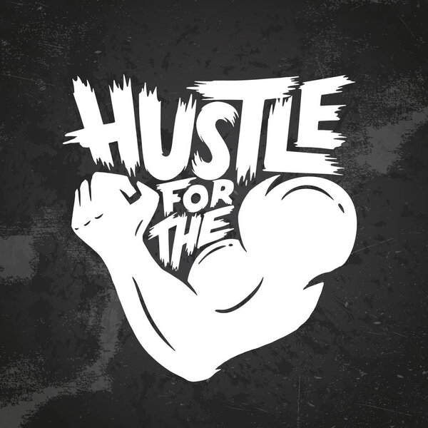 Огромный для мышц, мотивационный принт футболки, логотип, эмблема. Письмо. Ручной рисунок вектора. элемент для флаеров, баннеров и плакатов.