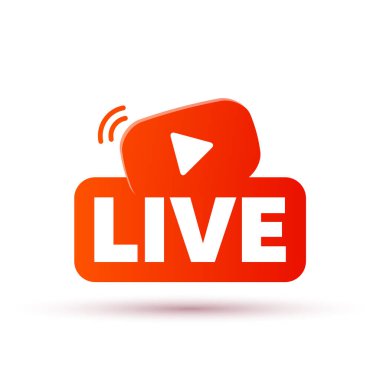 Canlı yayın ikonu ve video yayını. Çevrimiçi yayın, yayın. Vektör simgesi