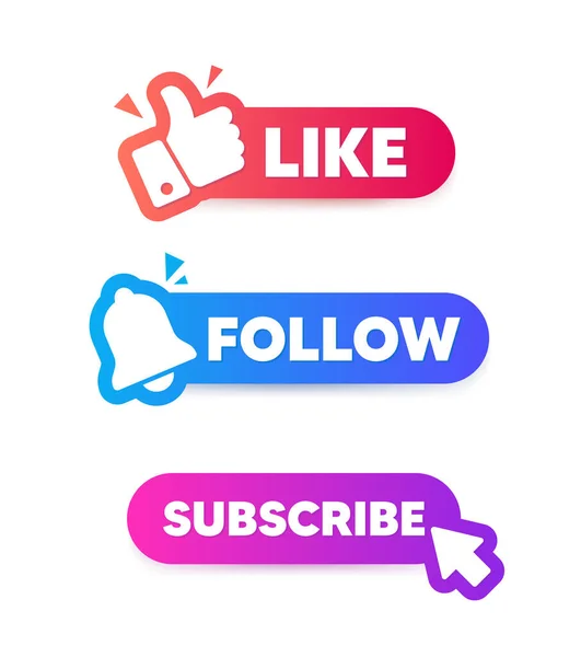 Üye ol, düğmeleri takip et. Video kanalı ve web sitesi için etiket.