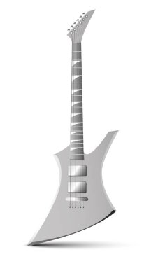 Gerçekçi elektro gitar. Beyazda izole edilmiş