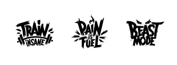 Spor salonu motivasyon tişörtü baskısı, logo, amblem. Mektup. El çizimi vektör çizimi. Broşürler, afişler ve posterler için öge.