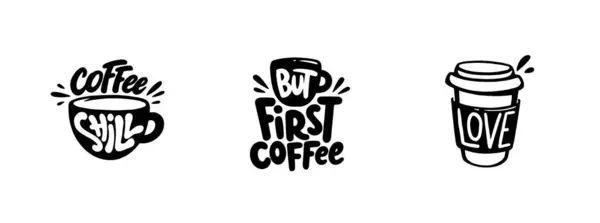 Set Von Kaffee Zitaten Grafiken Logos Etiketten Und Abzeichen Vektorgrafiken