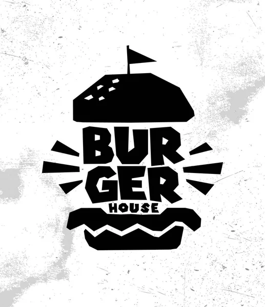 Hamburgerci Yapımı Hamburger Retro Logosu Stok Vektör