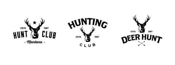 猎鹿人徽章标签标志设计元素 免版税图库矢量图片