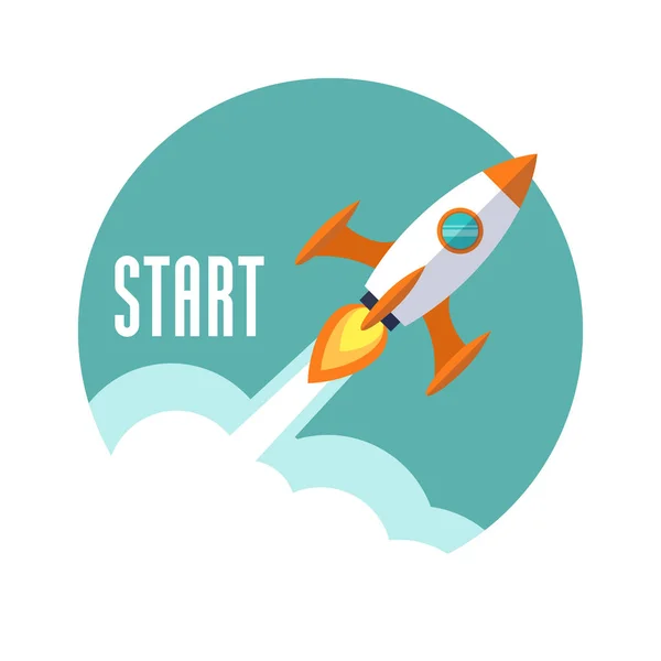 Flat Rocket Icon Startup Concept Vector Graphics