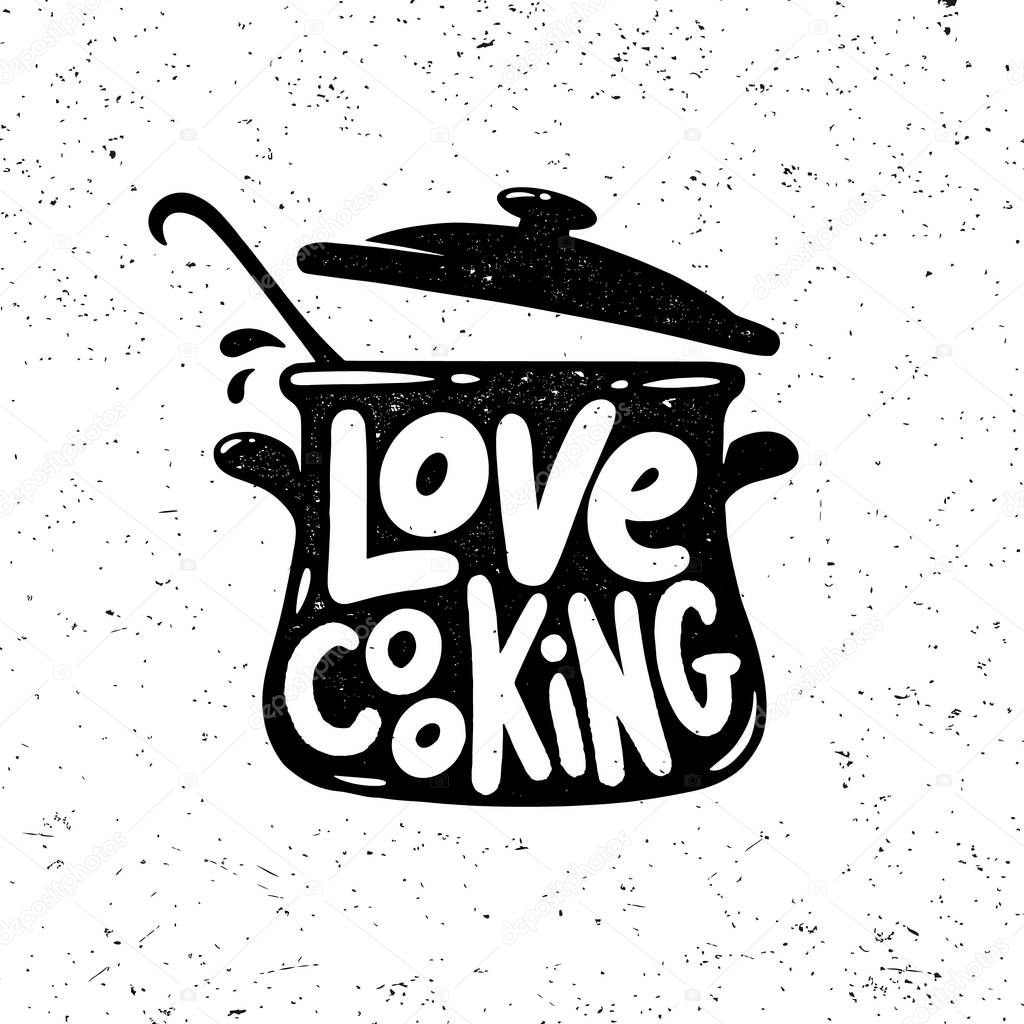 Love cooking retro poster, banner, logo
