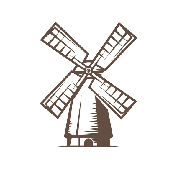 Yel değirmeni logosu. Vektör illüstrasyonu