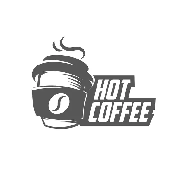 Heißer Kaffee Retro Logo Emblem Etikett lizenzfreie Stockvektoren