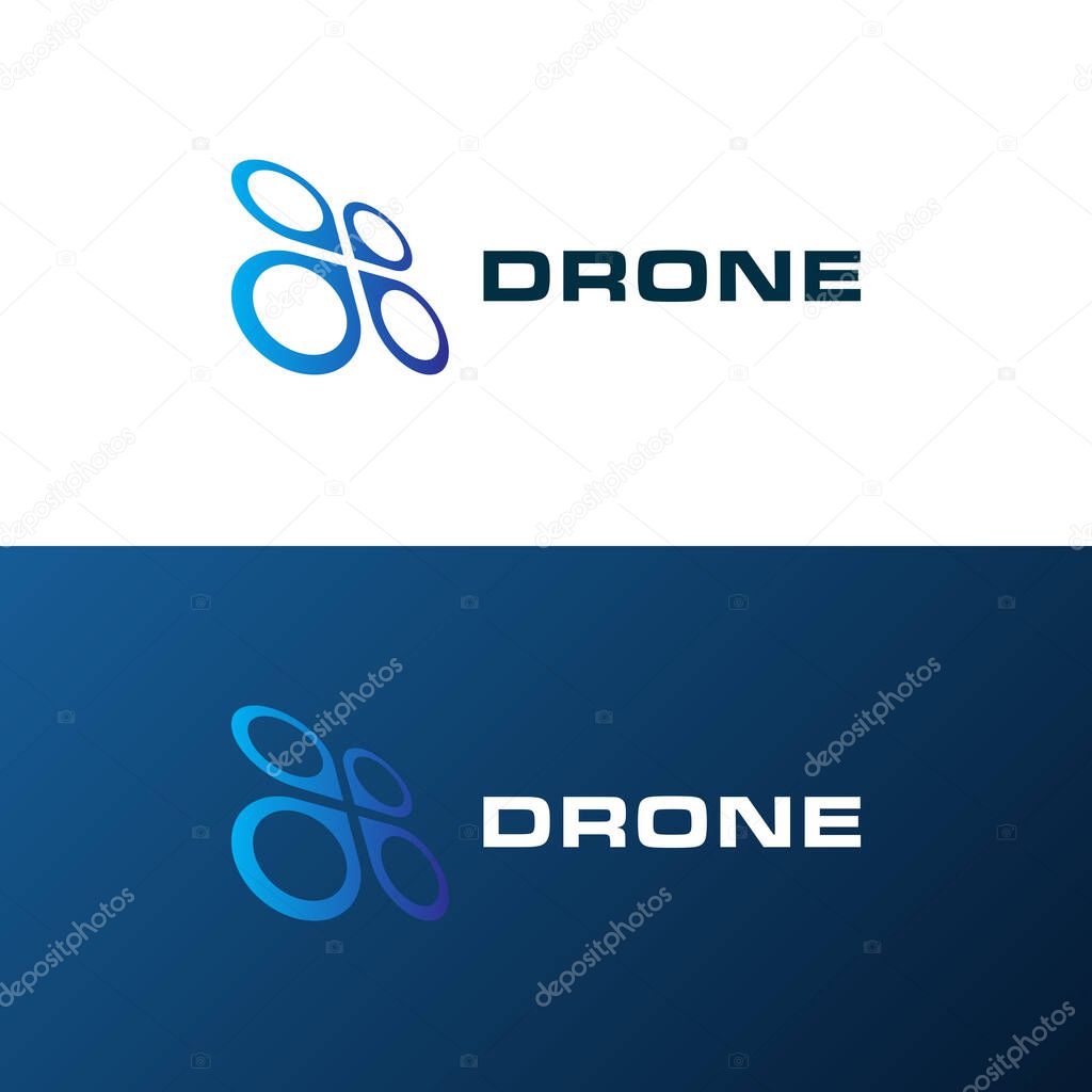 Drone quadrocopter logo template. Creative design