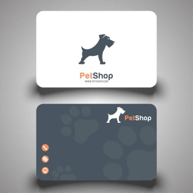 Kartvizit. Evcil hayvan dükkanı. Vektör