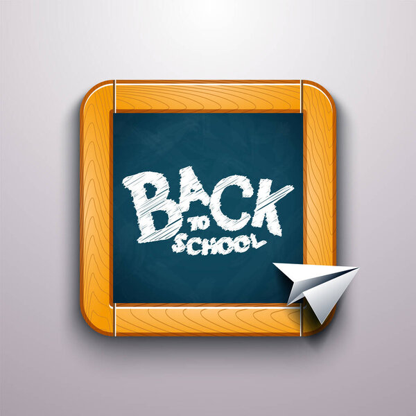 Вернуться к рисунку школьного текста цветным мелом в доске с бумажной плоскостью. Векторный рисунок.