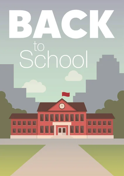 Okula tekrar hoş geldin. Düz stil Retro poster, broşür, afiş.