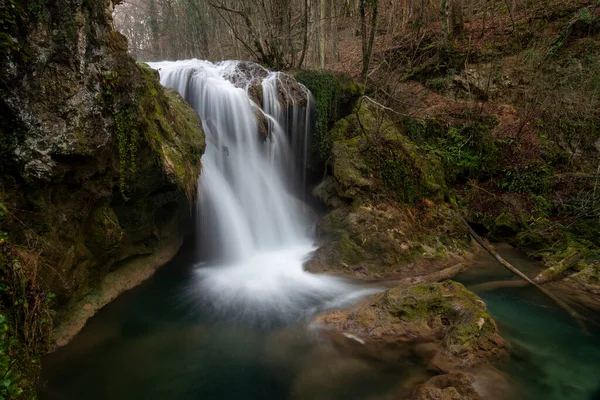 Waterfall Winter Vaioaga Obrazek Stockowy