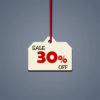 Simple discount tag. Sale vector badge template on a red lace. Price off sign. Special offer symbol, vector illustration