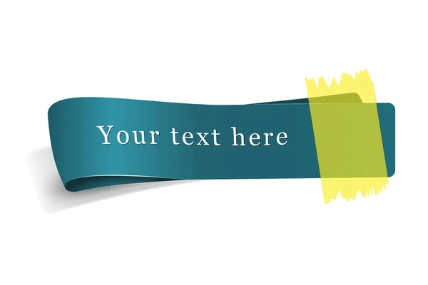 Modrá Tkanina Stuha Pro Váš Text Nalepená Žlutou Lepicí Páskou — Stockový vektor