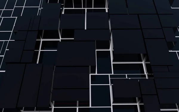 Abstractos Bloques Vidrio Negro Fondo Futurista Paisaje Urbano Abstracto Representación —  Fotos de Stock