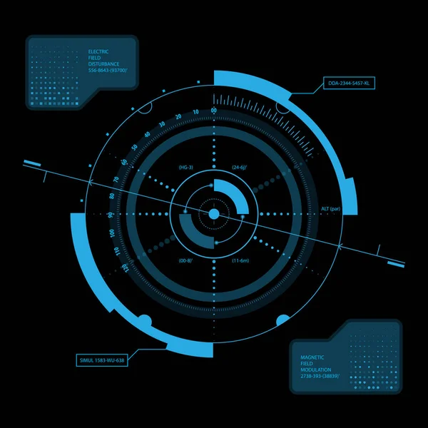 Antarmuka Pengguna Futuristik Sci Hud Layar Sentuh Virtual Biru Ilustrasi - Stok Vektor