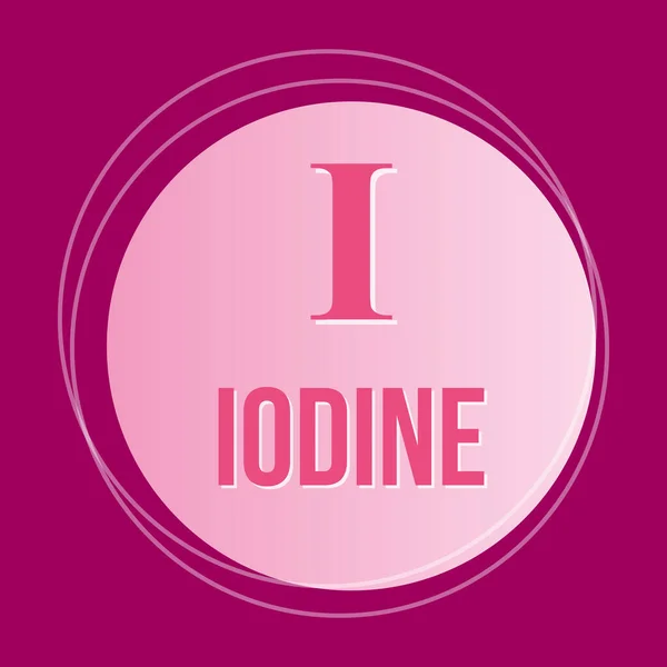 Iodine Chemical Element Icon Dark Rose Background Vector Medical Illustration — Stock Vector